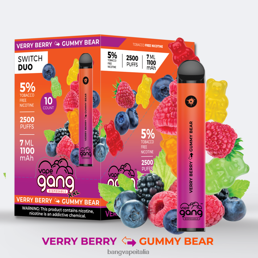 Gang Vape Price - Vape Gang Switch Duo 2 gusti (scatola da 10) molto bacca - orsetto gommoso V82J8J48