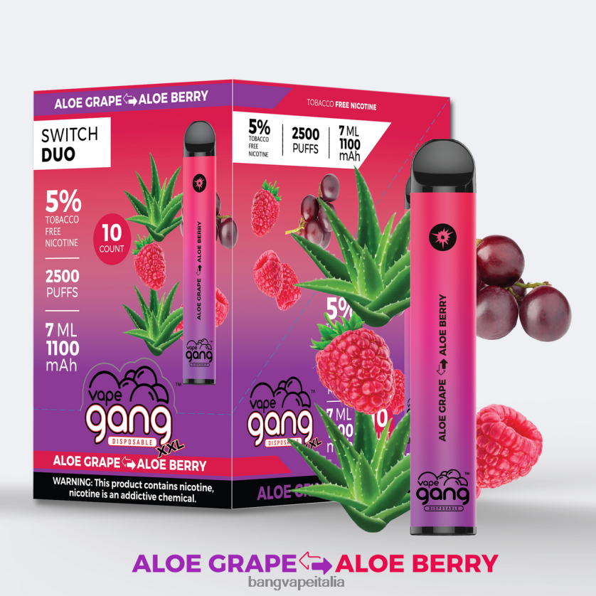Vape Gang Shop - Vape Gang Switch Duo 2 gusti (scatola da 10) uva di aloe - bacca di aloe V82J8J39