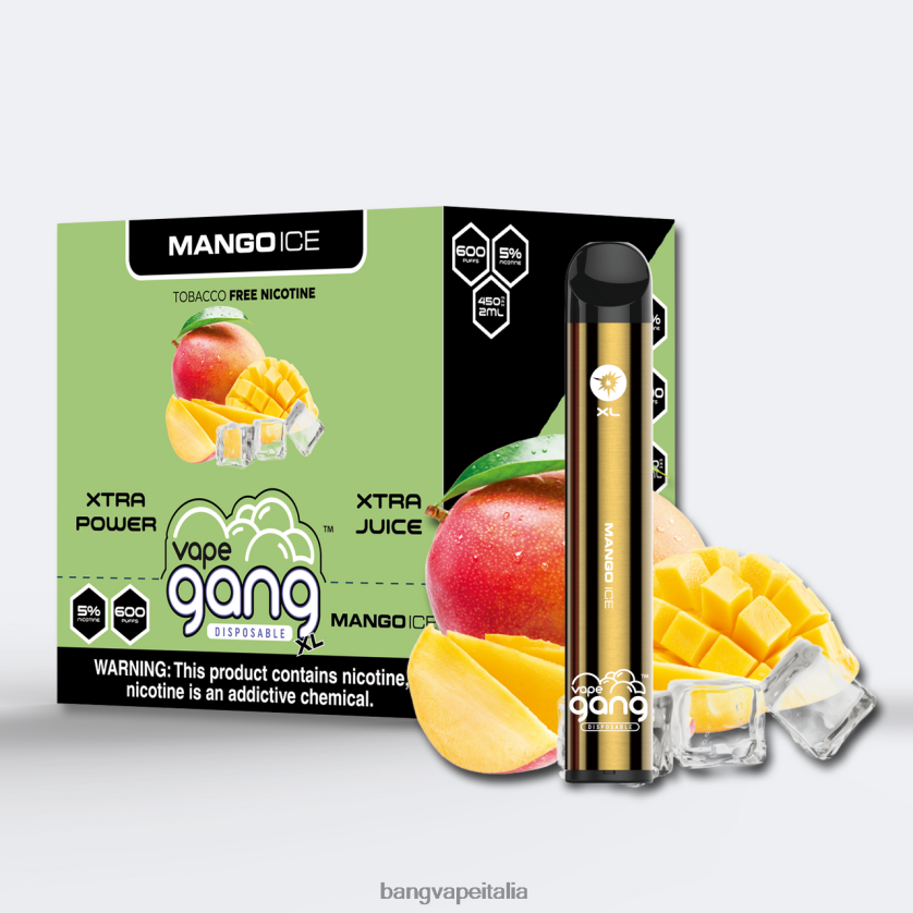 Bang Box Disposable Vape - Vape Gang XL vaporizzatori usa e getta 600 puff (scatola da 10) ghiaccio al mango V82J8J68