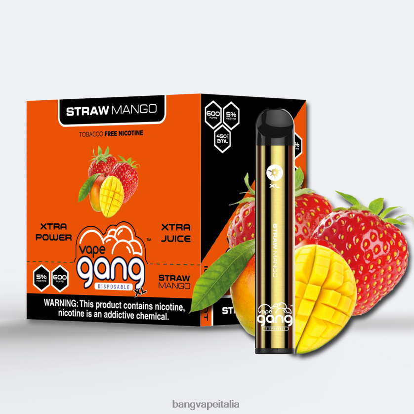 Bang Disposable Vape Flavors - Vape Gang XL vaporizzatori usa e getta 600 puff (scatola da 10) mango di paglia V82J8J66