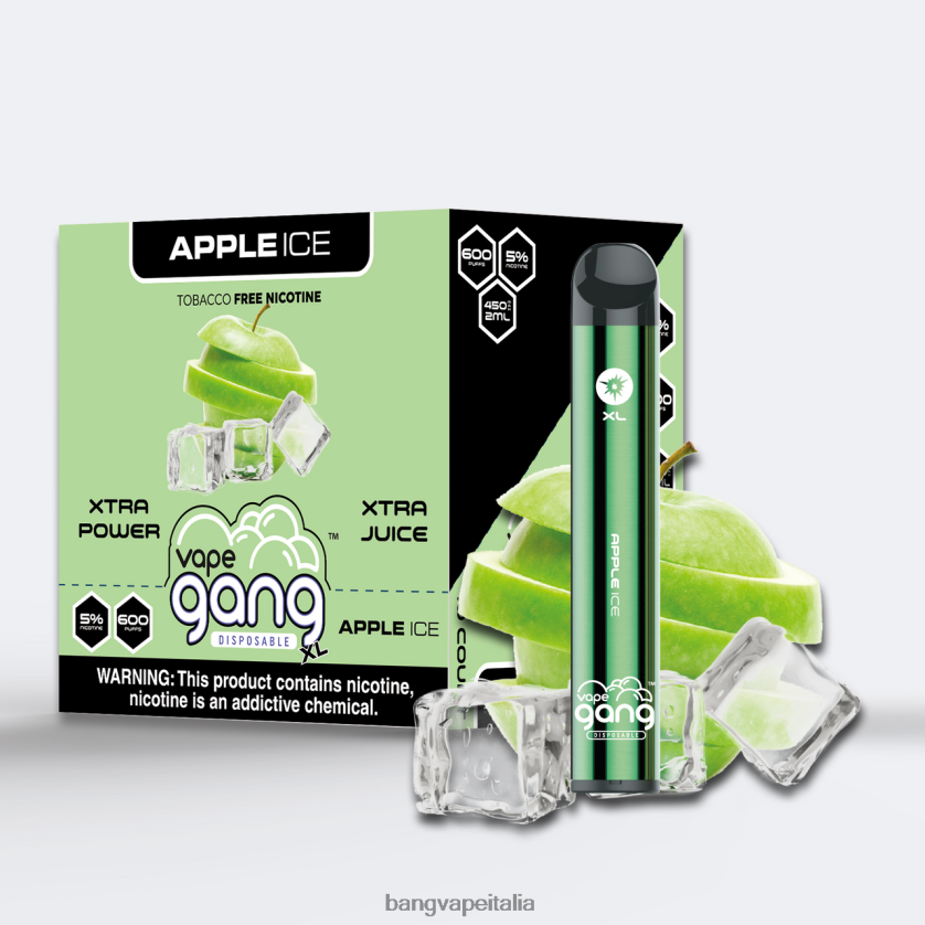 Bang Disposable Vape Review - Vape Gang XL vaporizzatori usa e getta 600 puff (scatola da 10) ghiaccio alla mela V82J8J67