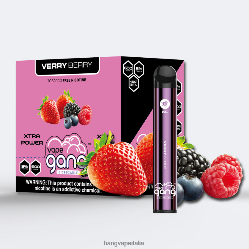 Bang Vape Disposable - Vape Gang XL vaporizzatori usa e getta 600 puff (scatola da 10) molto bacca V82J8J69