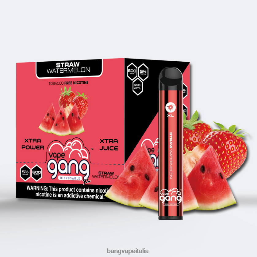 Bang Vape Italia - Vape Gang XL vaporizzatori usa e getta 600 puff (scatola da 10) anguria di paglia V82J8J74