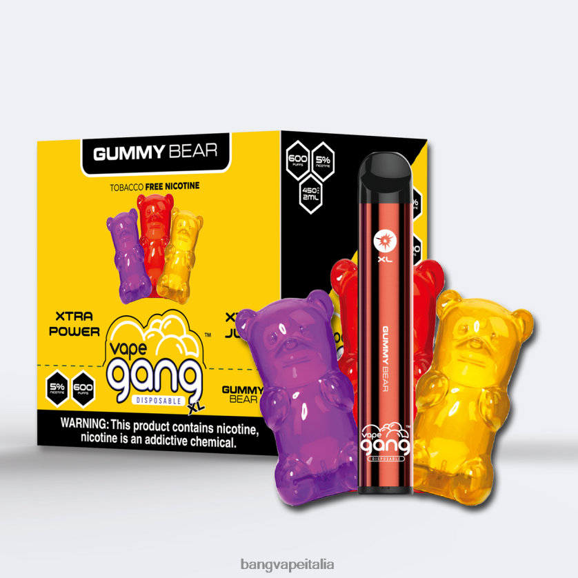 Bang Vape Italia - Vape Gang XL vaporizzatori usa e getta 600 puff (scatola da 10) orsetto gommoso V82J8J64