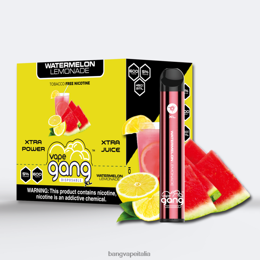 Vape Gang Disposables - Vape Gang XL vaporizzatori usa e getta 600 puff (scatola da 10) limonata all'anguria V82J8J65