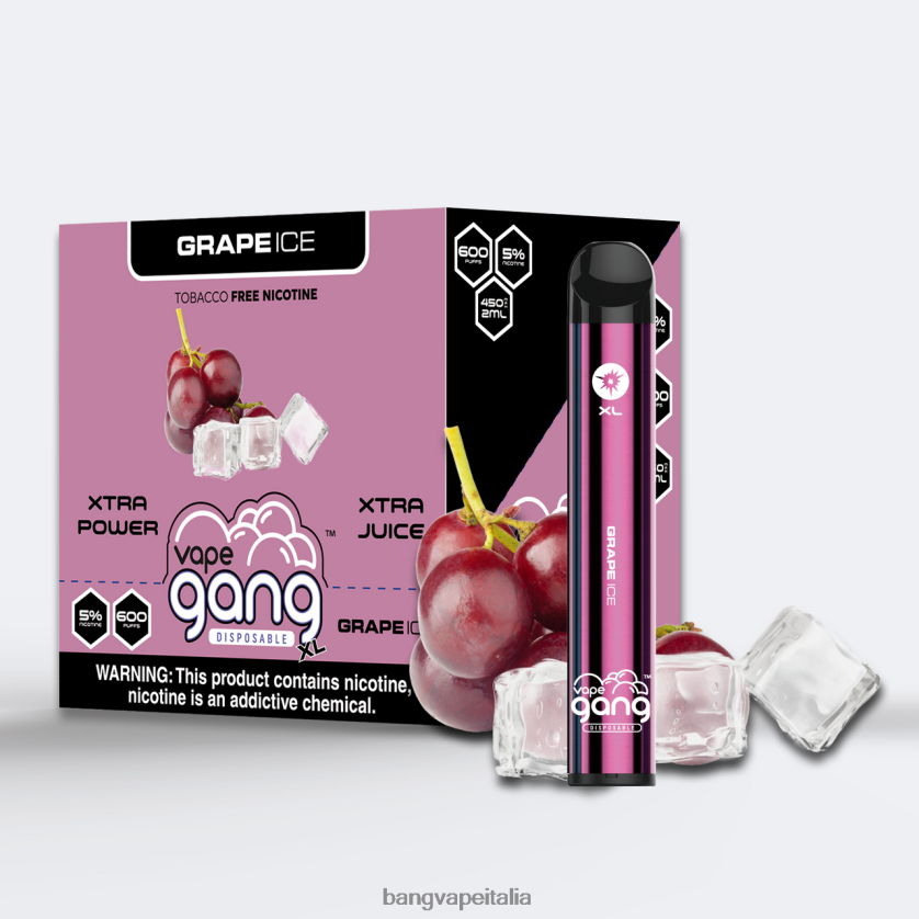 Vape Gang Flavors - Vape Gang XL vaporizzatori usa e getta 600 puff (scatola da 10) ghiaccio d'uva V82J8J62