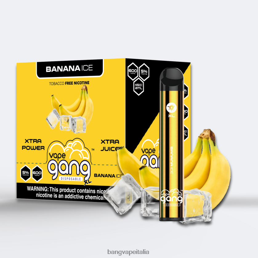 Vape Gang Italia - Vape Gang XL vaporizzatori usa e getta 600 puff (scatola da 10) ghiaccio alla banana V82J8J63