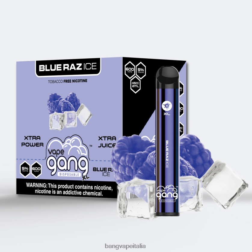Vape Gang Shop - Vape Gang XL vaporizzatori usa e getta 600 puff (scatola da 10) ghiaccio blu V82J8J61