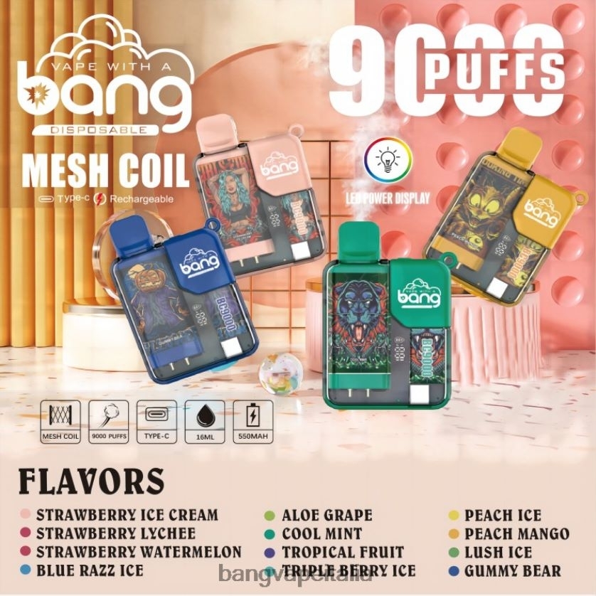 Bang Box Disposable Vape - Bang Vape Box BC9000 preriempito da 16 ml monouso V82J8J6